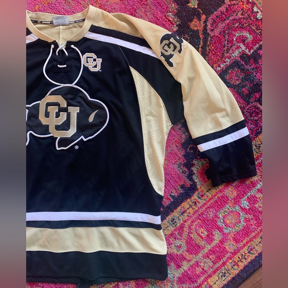 Colorado Buffaloes Hockey Jersey Sewn CU Buffs Colosseum Black Gold Mens XL - Picture 3 of 10
